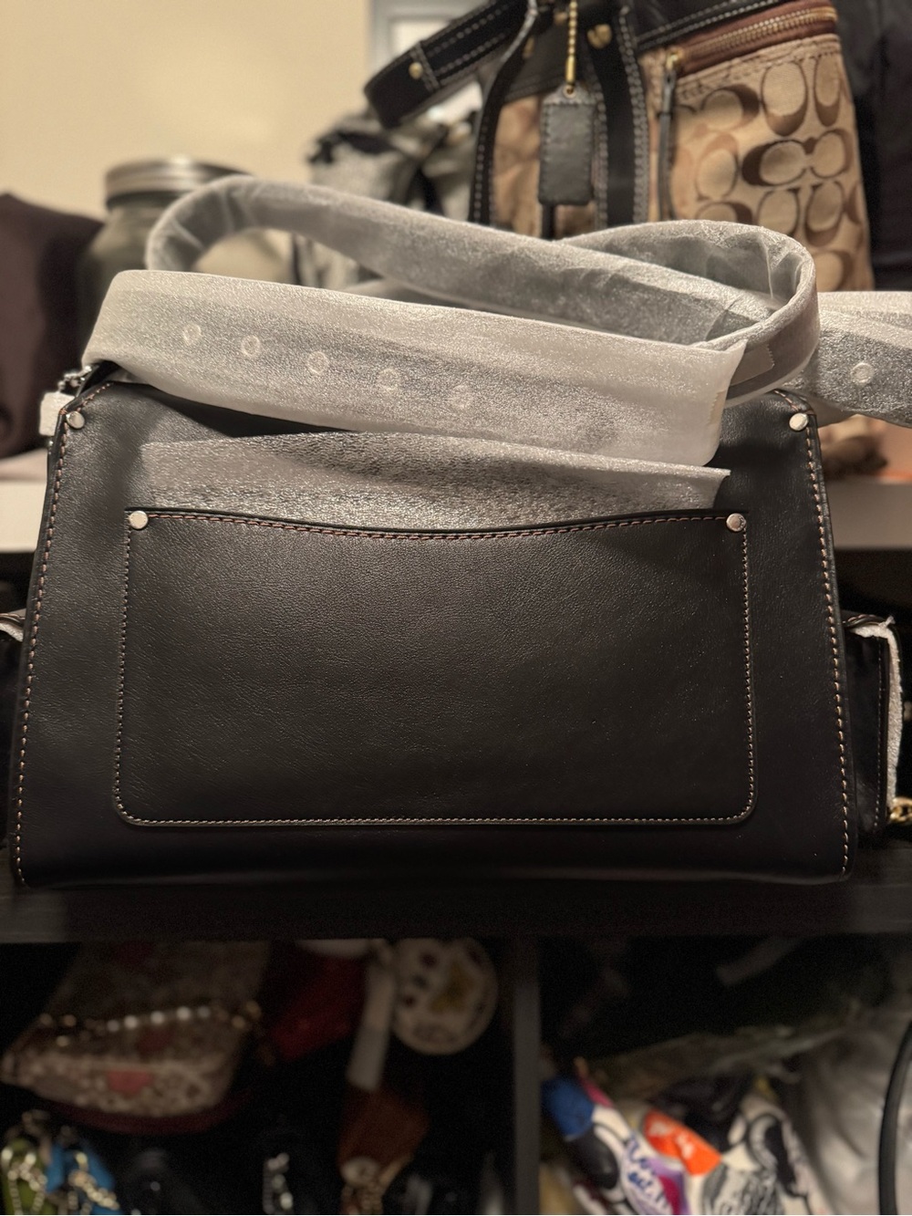 NWT COACH Cargo Tabby 35 Black Leather - Picture 3 of 7